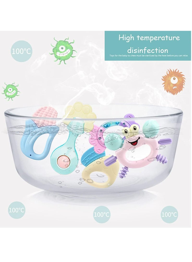 Baby Rattle Toys Baby Teether Toy Rattle Set With Storage Box 14 Pcs Infant Teething Toys Baby and Toddler Toys BPA Free Rattles Sensory Toy Set Baby Toys Gift for Babies 0-12-24 Months Boys Girls, Early Educational Toy Set  - Image 4