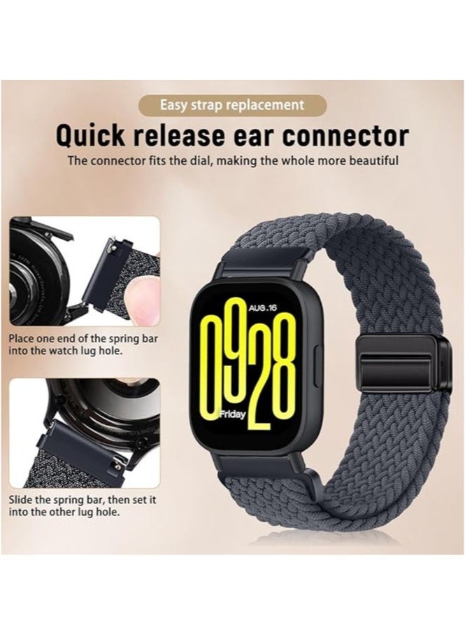 HablTech Nylon Braided Replacement Strap for Redmi Watch 5 Active Redmi Watch 5 Lite 22mm Grey Adjustable Wrist Band for Daily Wear Outdoor Use Gift - Image 2