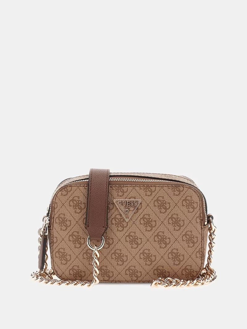 جس حقيبة كروس بودي صغيرة بشعار Guess Fashion Noelle 4G حقيبة نسائية لون بني - Image 1