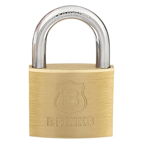 BRINKS - 40mm Solid Brass Keyed Padlock with 7/8” Shackle Clearance - Chrome Plated With Hardened Steel Shackle - Image 1