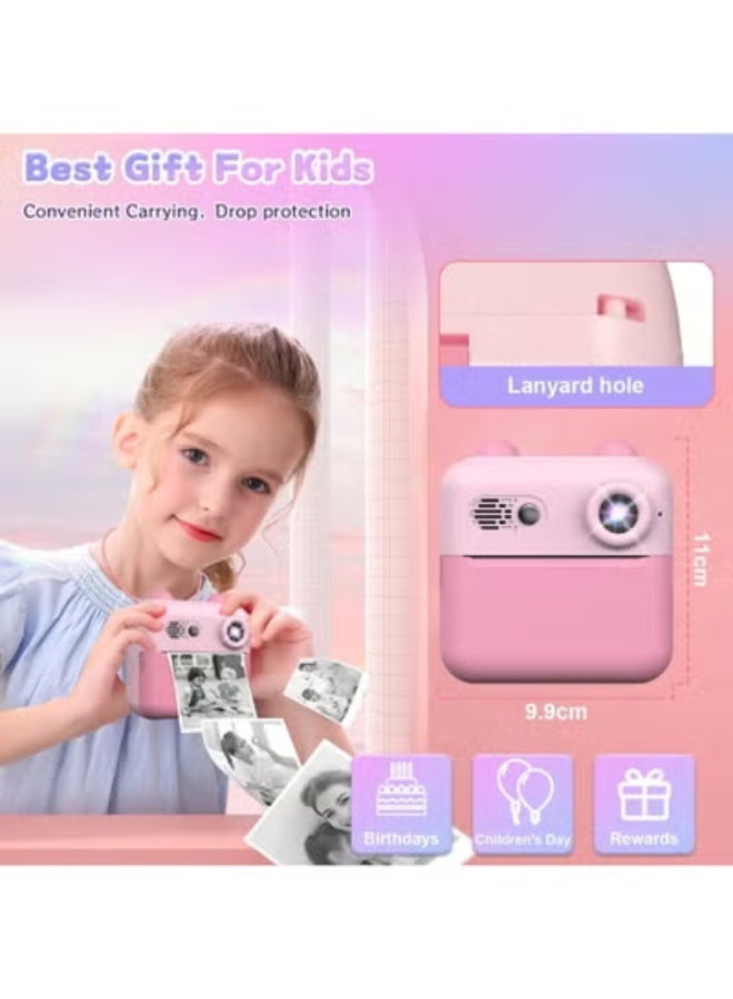 Generic Instant Print Camera for Kids - 1080P HD, 48MP, Bluetooth, Free App, Fun Filters, Gift for Boys and Girls - Camera for Kids 3-12 yo - Pink  - Image 3