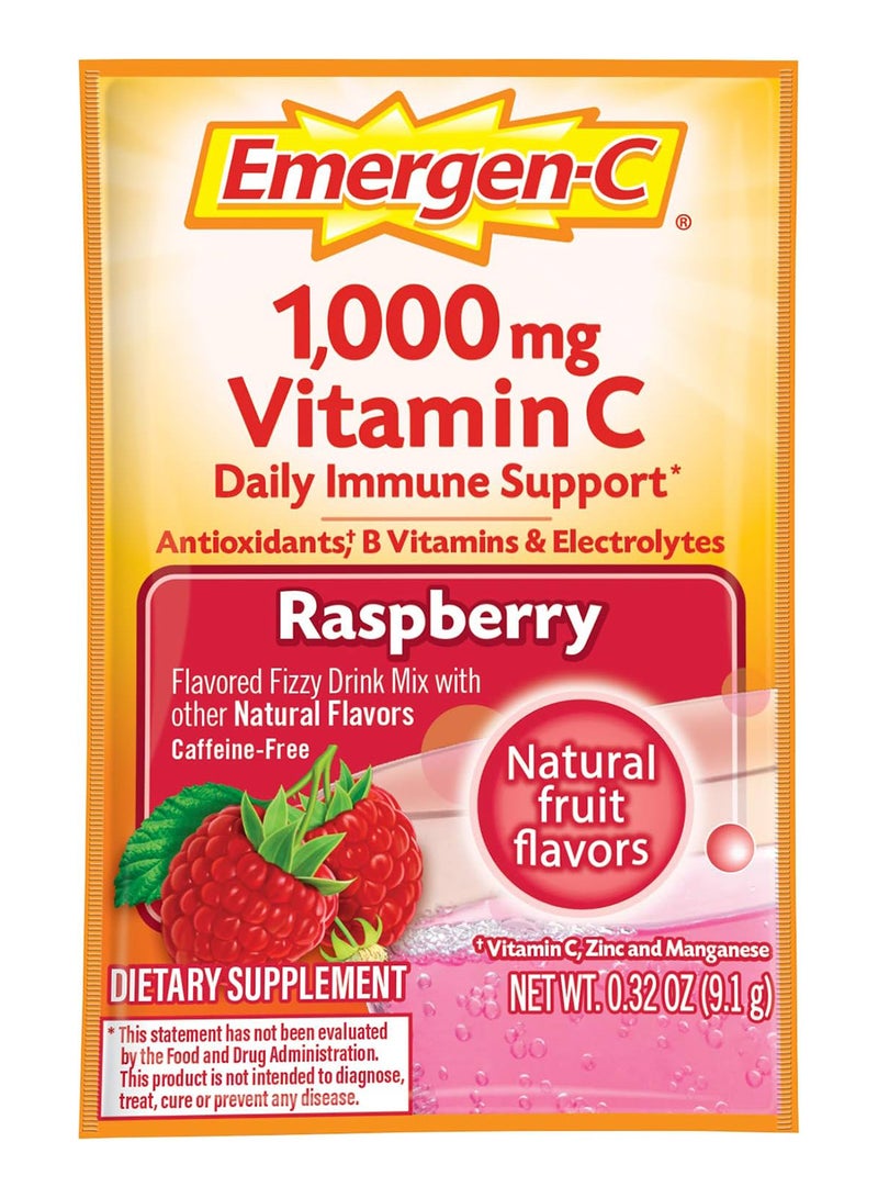 Emergen-C 30 Count Raspberry Flavor 1 Month Supply Dietary Supplement Fizzy Drink Mix With 10 - Image 4