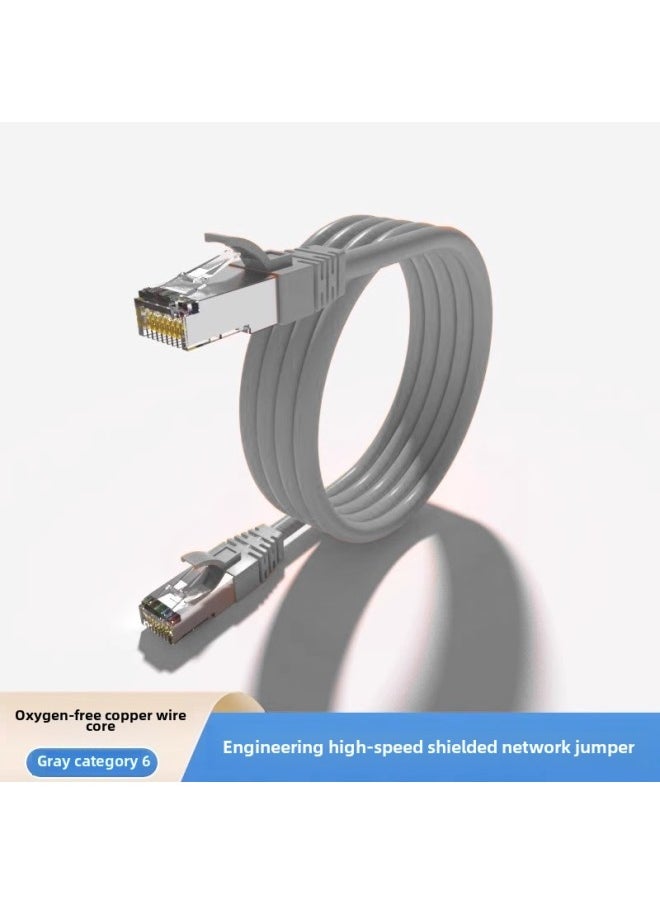 Generic Household Engineering FS/UTP Super Category 5 Or 6 Unshielded Jumper Network Connection Line Oxygen-Free Copper Network Cable Gigabit Computer-Color:Super Class Six Shielding Jumper (Light Grey) Oxygen-Free Copper-Line Length:0.3 M  - Image 1