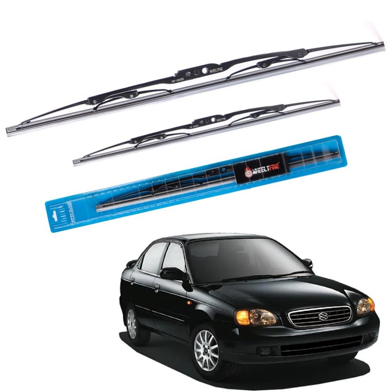Wheelyfine Car Wiper Blades | Metal Frame | Water Repellent Windshield Wipers | Blade Refills (Maruti Baleno (1999-2005) Dr 20"/Pa 18") - Image 1