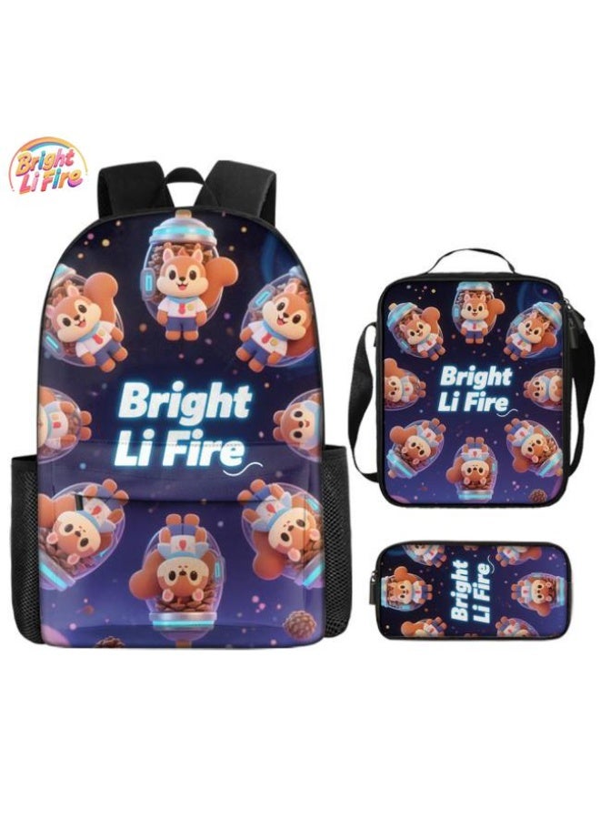 واضح من النار حقيبة كرتونية من ثلاث قطع، يسهل التعامل معها في مناسبات مختلفة (متوفرة للطلاب والأطفال والأصدقاء في النزهايات وتسلق الجبال والتعليم المدرسي وما إلى ذلك) | الكتفين + حقائب اليد + حقائب القرطاسية | موسم العودة إلى المدرسة / هدايا المهرجان - 5 - Image 1