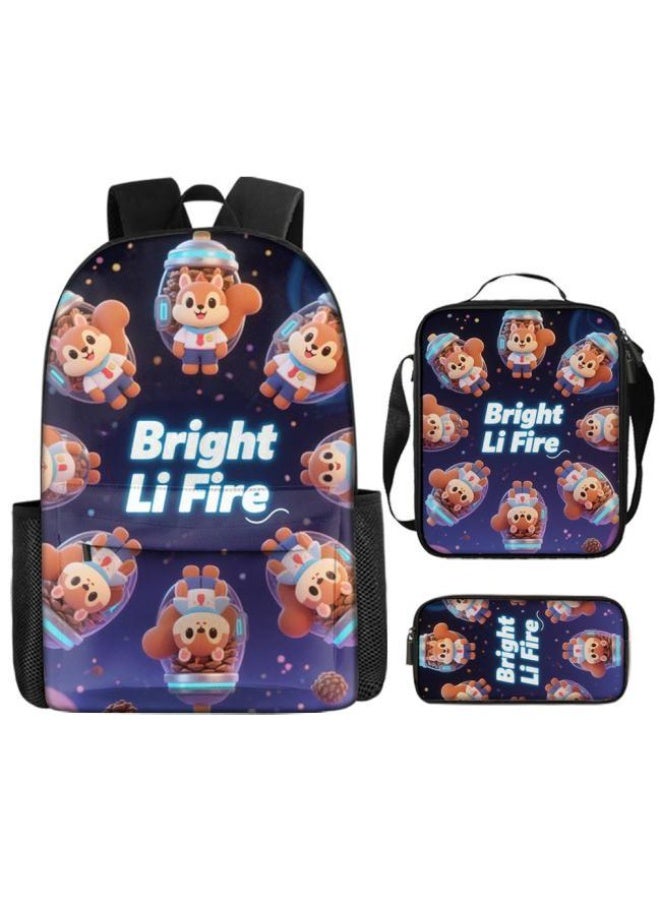 واضح من النار حقيبة كرتونية من ثلاث قطع، يسهل التعامل معها في مناسبات مختلفة (متوفرة للطلاب والأطفال والأصدقاء في النزهايات وتسلق الجبال والتعليم المدرسي وما إلى ذلك) | الكتفين + حقائب اليد + حقائب القرطاسية | موسم العودة إلى المدرسة / هدايا المهرجان - 5 - Image 2