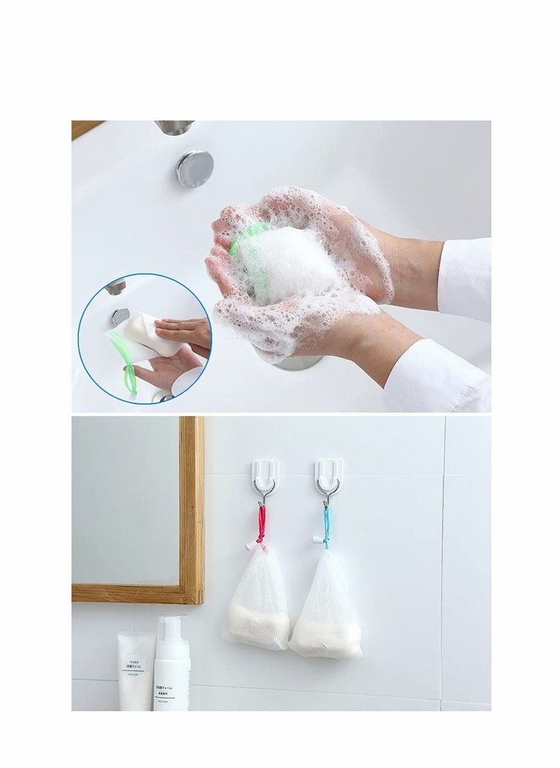 KASTWAVE - Soap Bag, 10 PCS Exfoliating Mesh Soap Saver Pouch Bag, Face Cleansing Foaming Nets, White Pouch with Drawstring, for Foaming and Drying, Hangable... - Image 1