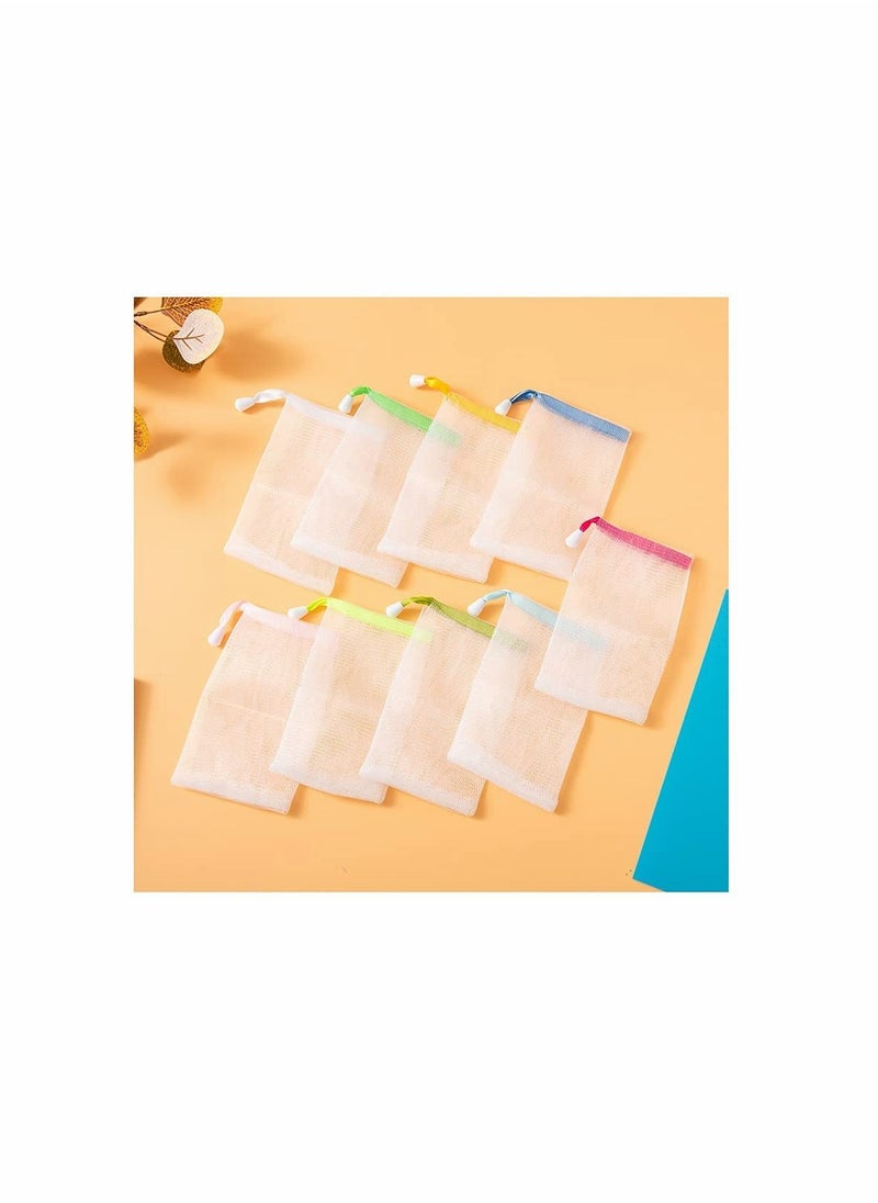 KASTWAVE - Soap Bag, 10 PCS Exfoliating Mesh Soap Saver Pouch Bag, Face Cleansing Foaming Nets, White Pouch with Drawstring, for Foaming and Drying, Hangable... - Image 1
