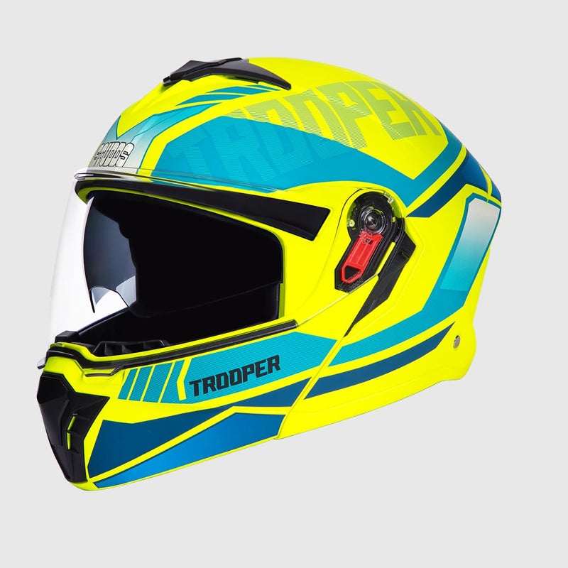 STUDDS Trooper DV D1 ISI and DOT Certified Matt Finish Flip-up Full Face Helmet for Men and Women with Inner Sun Visor (Matt Yellow N3 L) - Image 4