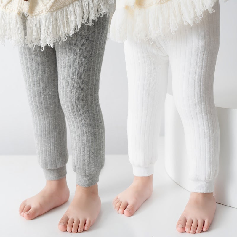 Girls Baby Bottoming Pants Fleece-Lined Plus Thick Wide Vertical Strip Baby High Waist Plus Warm Pants Outside Wear - Image 3