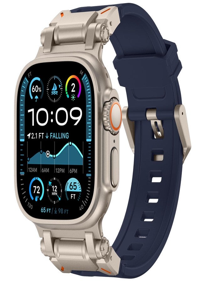 سوار FULLIFE مصمم خصيصًا لساعة Apple Watch Ultra 2/Ultra مقاس 49 مم للرجال، مصنوع من مطاط السيليكون مع موصل معدني، متوافق مع ساعات Apple Watch Series 10 مقاس 46 مم، و9/8/7 مقاس 45 مم، وSE2/SE 6/5/4 مقاس 44 مم، و3/2/1 مقاس 42 مم - Image 1