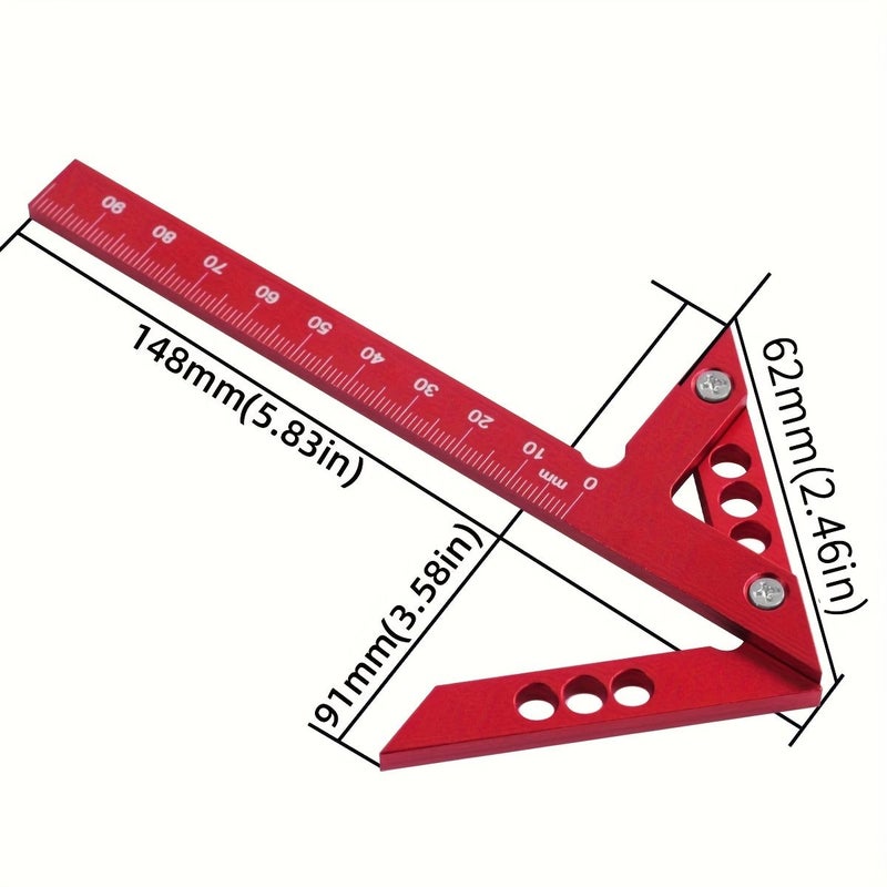 Aluminum Alloy 45 90 Degree Right Angle Square Accurate 0 1mm Measurement No Assembly Needed Ideal for Carpentry and Woodworking Inch Carpentry Tool Accurate Measurement Tool Durable Construction Carpenter Square - Image 5