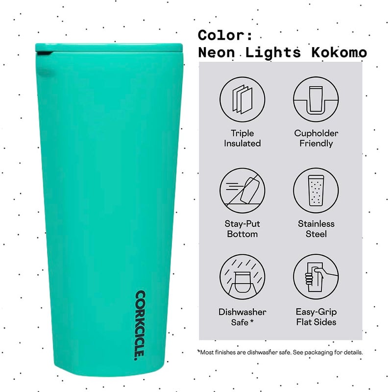 Corkcicle Classic Triple Insulated Coffee Mug with Lid, Neon Lights Kokomo, 24 oz – Stainless Steel Travel Tumbler Keeps Beverages Cold 9+hrs, Hot 3hrs – Cupholder Friendly Travel Coffee Tumbler - Image 4