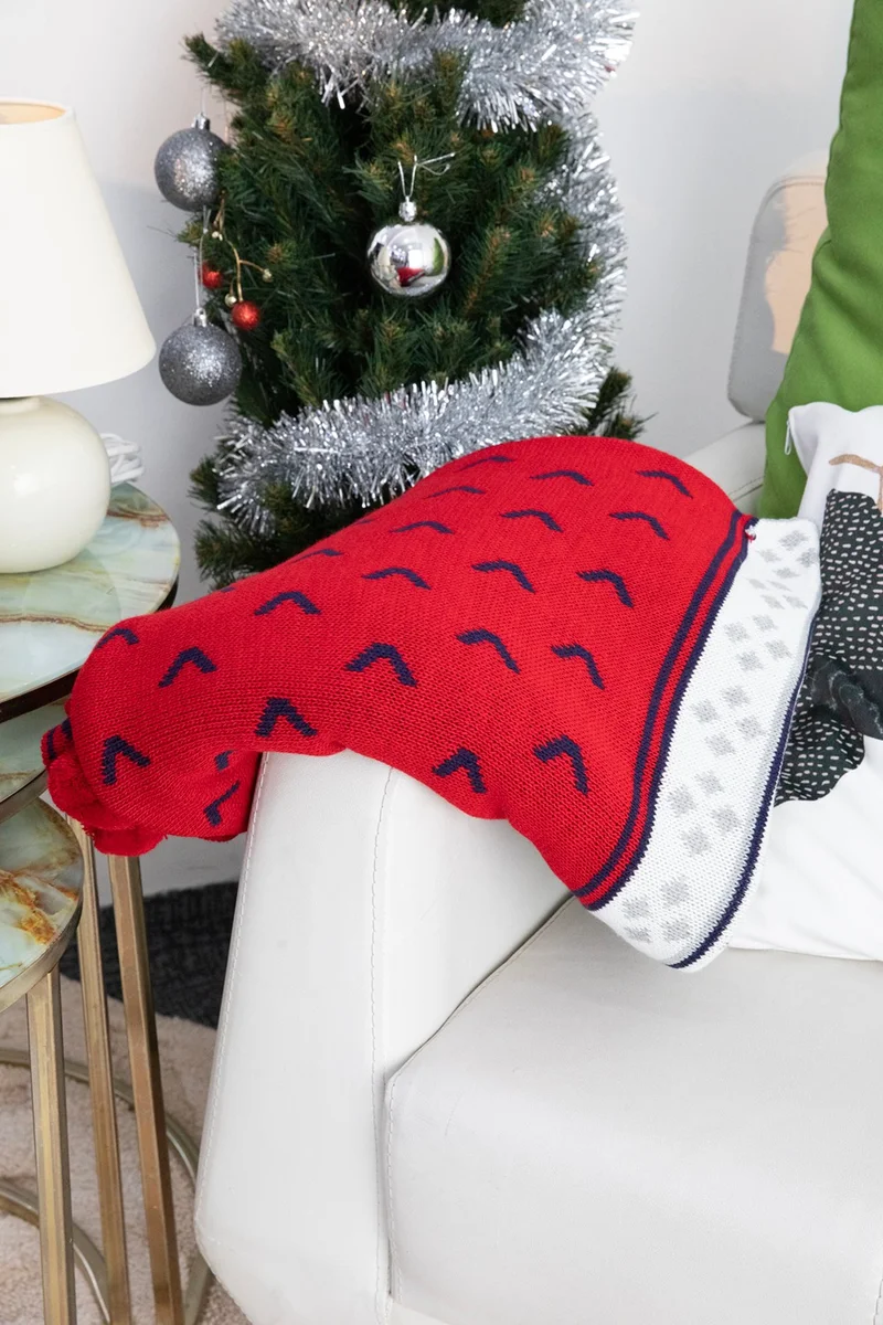 فافورا Biocotton Knitted Pompom TV Blanket - Navy Blue