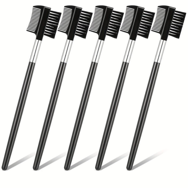 Dual Ended Brow Brush Set 5 Pieces Eyebrows Comb Eyelashes Grooming Mascara Clump Removal Lash Separation Extensions - Image 1