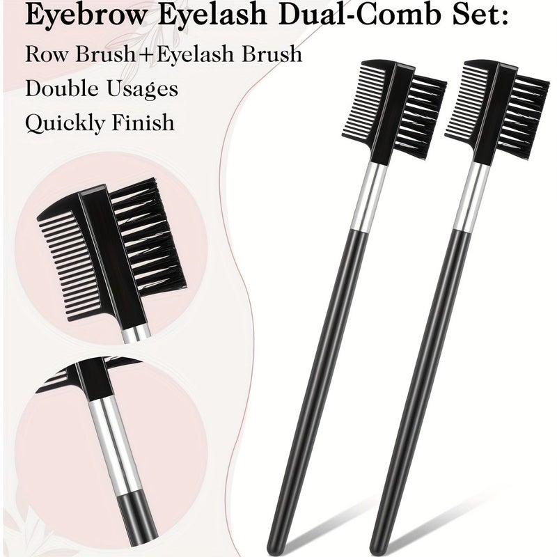 Dual Ended Brow Brush Set 5 Pieces Eyebrows Comb Eyelashes Grooming Mascara Clump Removal Lash Separation Extensions - Image 3