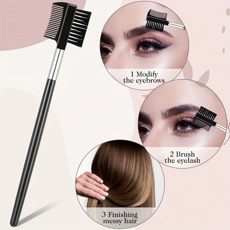 Dual Ended Brow Brush Set 5 Pieces Eyebrows Comb Eyelashes Grooming Mascara Clump Removal Lash Separation Extensions - Image 2