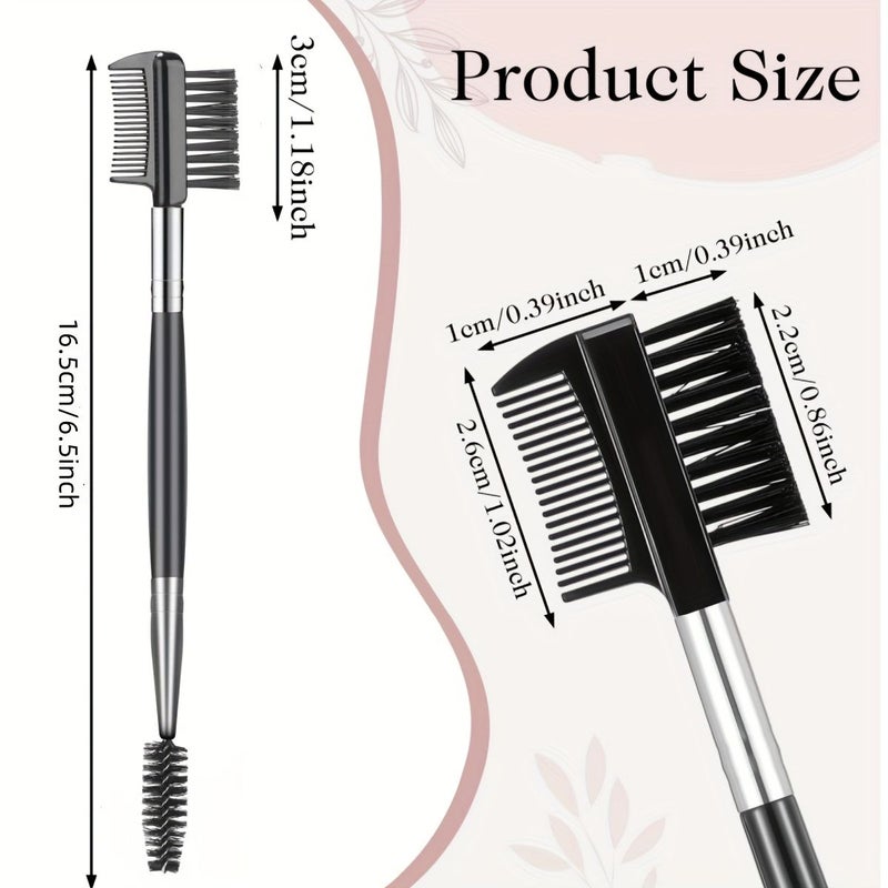 Dual Ended Brow Brush Set 5 Pieces Eyebrows Comb Eyelashes Grooming Mascara Clump Removal Lash Separation Extensions - Image 5