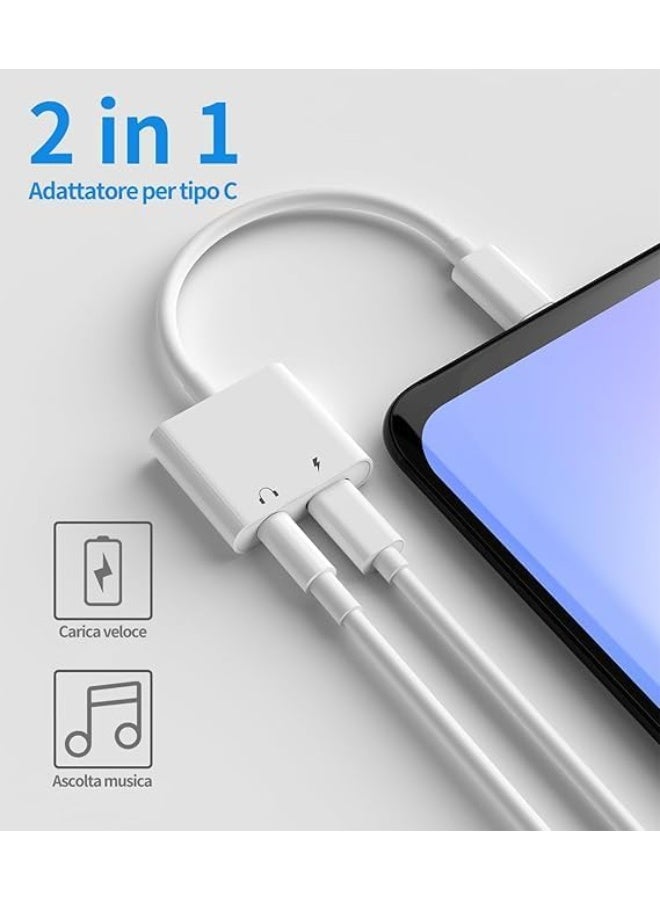 Charging and audio adapter - Type-C to AUX 3.5mm, supports music, calls and fast charging for compatible smartphones, laptops and tablets. - Image 2