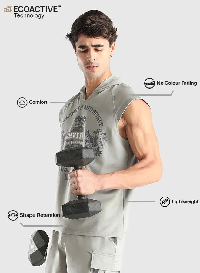 Musclemind Grey Men's Sleeveless Hoodie Tank for Men | Best Price UAE