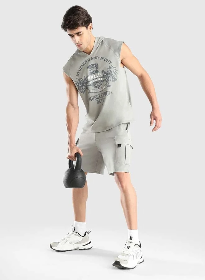 Musclemind Grey Men's Sleeveless Hoodie Tank for Men | Best Price UAE
