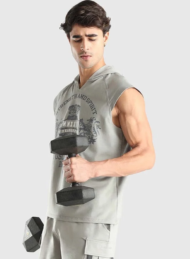 Musclemind Grey Men's Sleeveless Hoodie Tank for Men | Best Price UAE