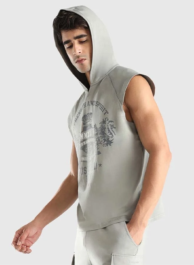 Musclemind Grey Men's Sleeveless Hoodie Tank for Men | Best Price UAE