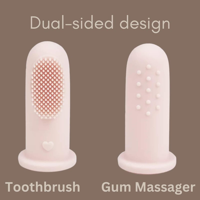 MATSON فرشاة أسنان أصابع الأطفال من MATSON مجموعة منظف اللسان والفم فرشاة أسنان سيليكون للأطفال مع قاعدة شفط لعمر 3 أشهر (وردي، صغير) - Image 2