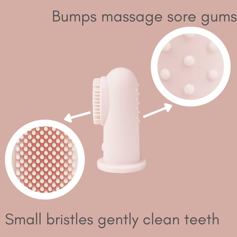 MATSON فرشاة أسنان أصابع الأطفال من MATSON مجموعة منظف اللسان والفم فرشاة أسنان سيليكون للأطفال مع قاعدة شفط لعمر 3 أشهر (وردي، صغير) - Image 3