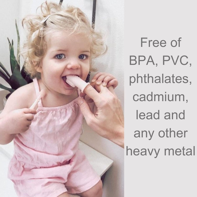 MATSON فرشاة أسنان أصابع الأطفال من MATSON مجموعة منظف اللسان والفم فرشاة أسنان سيليكون للأطفال مع قاعدة شفط لعمر 3 أشهر (وردي، صغير) - Image 5