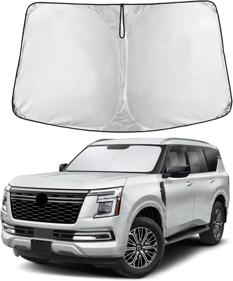 EcoNour Windshield Sun Shade Compatible for Nissan Armada 2017–2025 | Full-Size SUV Front Window Sunshade | Foldable Sun Visor Shield | Blocks UV Rays & Reduces Heat - Image 1