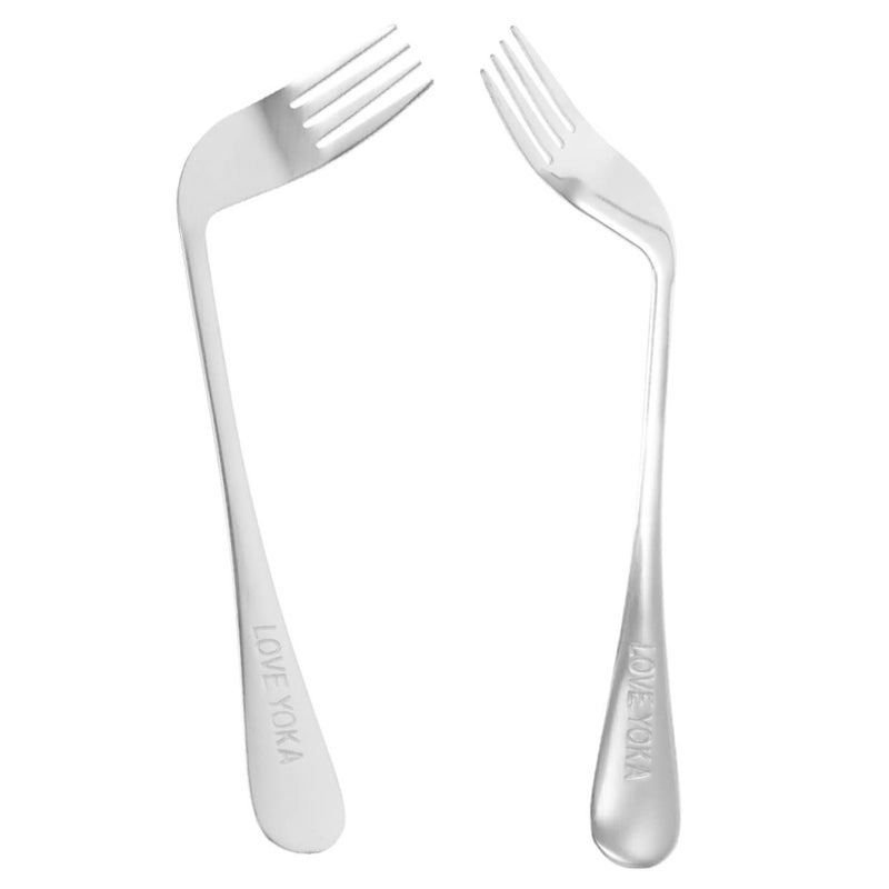 2pcs Ergonomic Angled Feeding Forks for Disabled Elderly Eating Utensils - Image 2