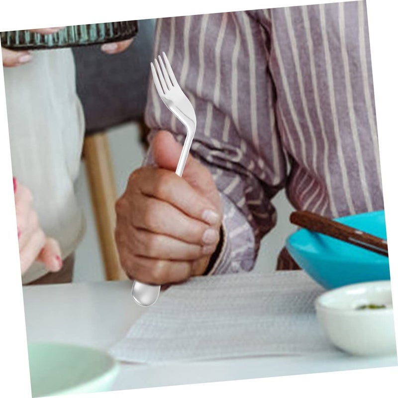 2pcs Ergonomic Angled Feeding Forks for Disabled Elderly Eating Utensils - Image 4