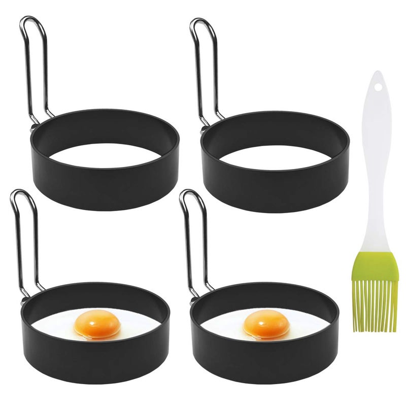 TTSAM 4 Pack Stainless Steel Eggs Maker Non Stick Round Egg Cooker for Cooking Cooking Rings Shaper for Frying Pancake Sandwiches Metal Handle Household Kitchen Breakfast Tool Egg Shaper 