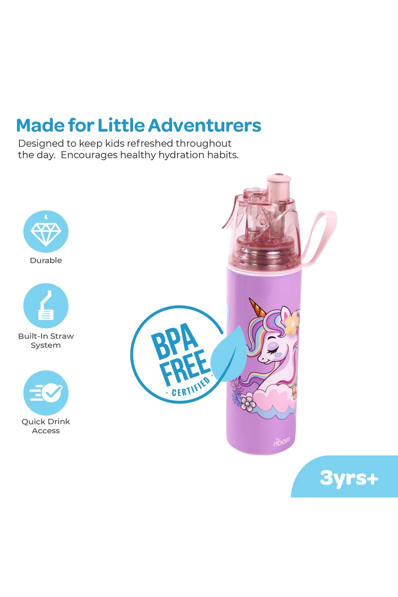 مون MOON Kids Water Bottle with Spray Mist | Cooling Spray | BPA-Free  Stainless Steel | Leak-Proof for School, Camping, Hiking, Outdoor Play | Boys Water Bottle |500ml