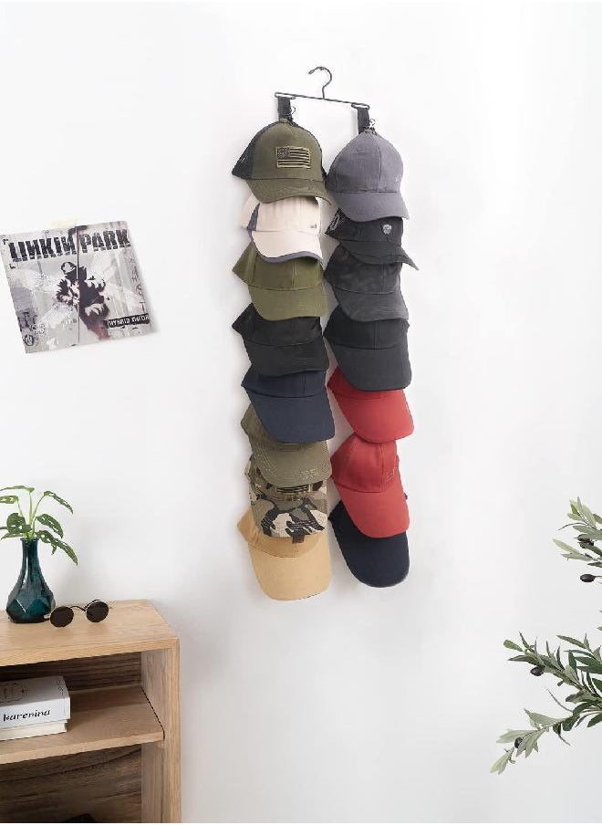Mkono - Mkono Hat Organizer Rack Closet Hanging Cap Keeper Hanger with 16 Hooks Modern Baseball Cap Organizer for Door and Wall Multifunctional Closet Hooks for Hats Storage, Fit Most Hats - Image 1