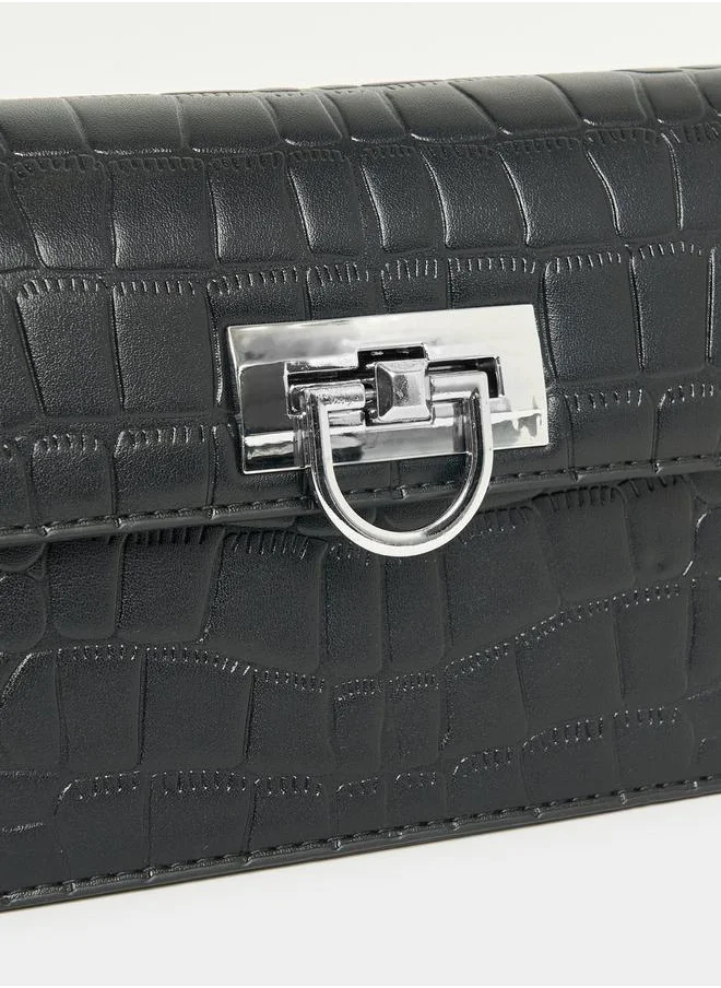 Styli Textured Push Lock Shoulder Bag