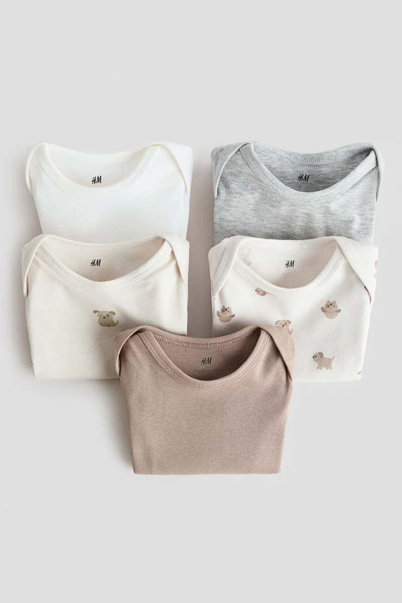 اتش اند ام بودي سوت من القطن - عبوة من 5 قطع