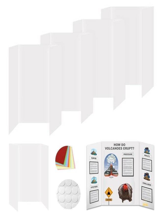 Rsgift 4 Pcs Small Tri-fold Poster Boards with Double Sided Tapes and Cardboard,21.2x13.8 inches,Corrugated Presentation Boards, Display Boards for School Project,Exhibitions,Business Presentation - Image 1