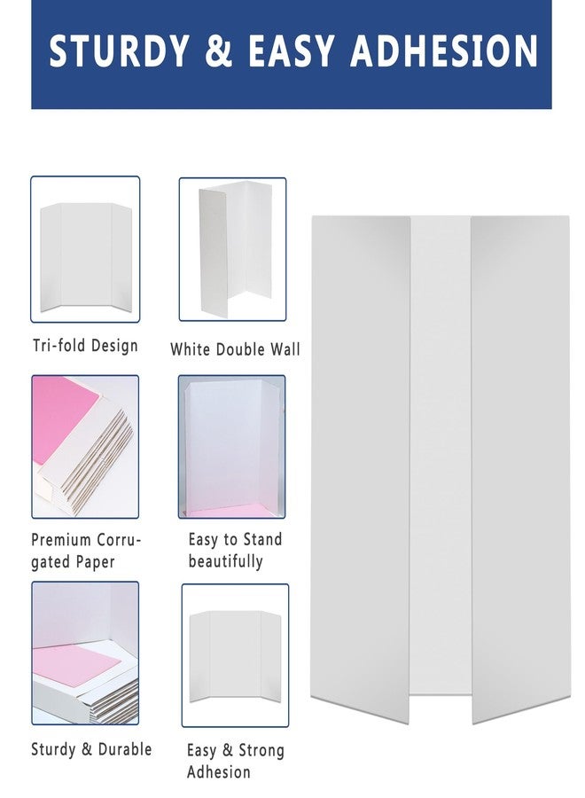 Rsgift 4 Pcs Small Tri-fold Poster Boards with Double Sided Tapes and Cardboard,21.2x13.8 inches,Corrugated Presentation Boards, Display Boards for School Project,Exhibitions,Business Presentation - Image 4