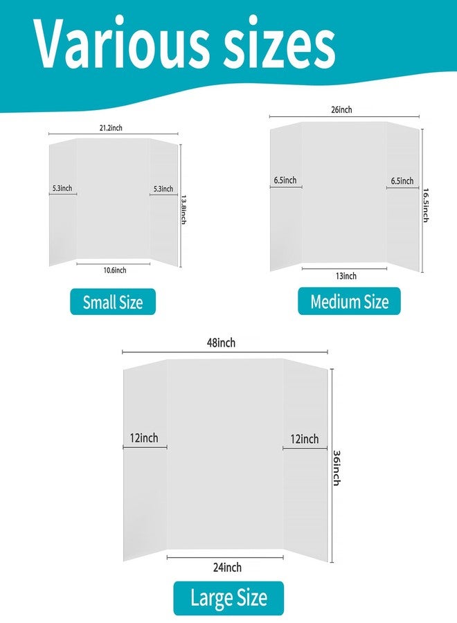 Rsgift 4 Pcs Small Tri-fold Poster Boards with Double Sided Tapes and Cardboard,21.2x13.8 inches,Corrugated Presentation Boards, Display Boards for School Project,Exhibitions,Business Presentation - Image 3