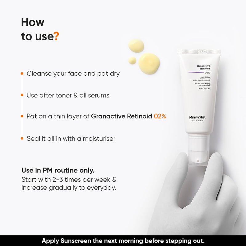 Minimalist Granactive Retinoid 2% Anti Aging Night Cream | Reduces Wrinkles & Fine Lines | Improves Skin Elasticity, Stimulates Collagen Production for Radiant & Glowing Skin | 1 Fl Oz / 30 ml - Image 5