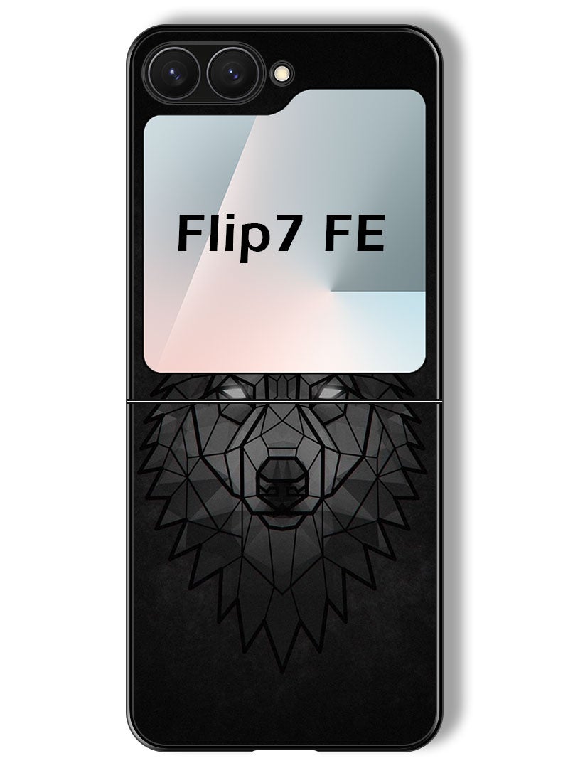 Theodor Case Compatible with Samsung Galaxy Z Flip 7 FE 6.7 Inch Protection Shockproof Bumper Cover Wolf Abstract - Image 1