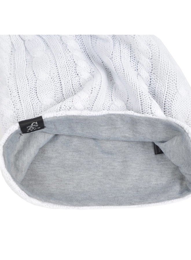 VECRY Men's Slouch Beanie Skull Cap Long Baggy Hip-Hop Winter Summer Hat (Cable-White), Cable-white, L - Image 3