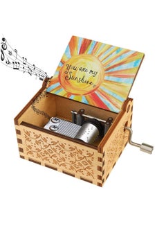 KASTWAVE Music Box Wood Personalizable Music Box, You are My Sunshine Laser Engraved Vintage Wooden Sunshine Musical Box Gifts for Birthday (u are My Sunshine, Small)  - Image 2