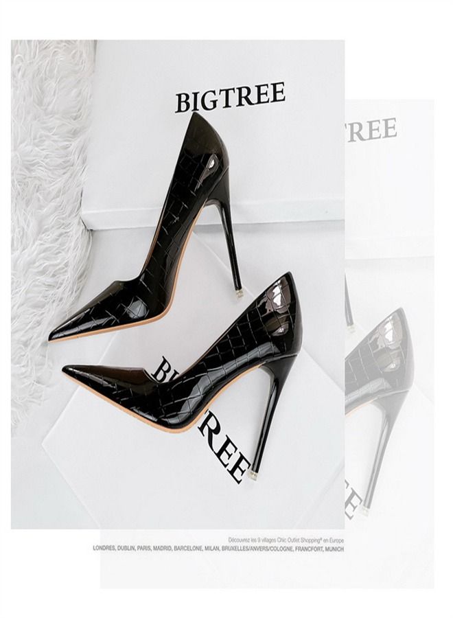 BIGTREE Metal Stone High Heels 10.5CM Black - Image 3