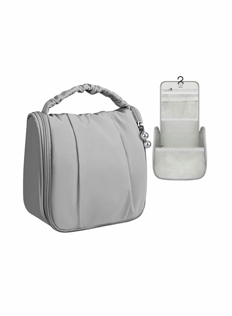 Excefore Hanging Toiletry Bag Waterproof Wash Bag Makeup Cosmetic Organizer for Women Girls, Portable Large Capacity Make Up Bag for Travel, Business, Vacation, Household (Grey) - Image 1