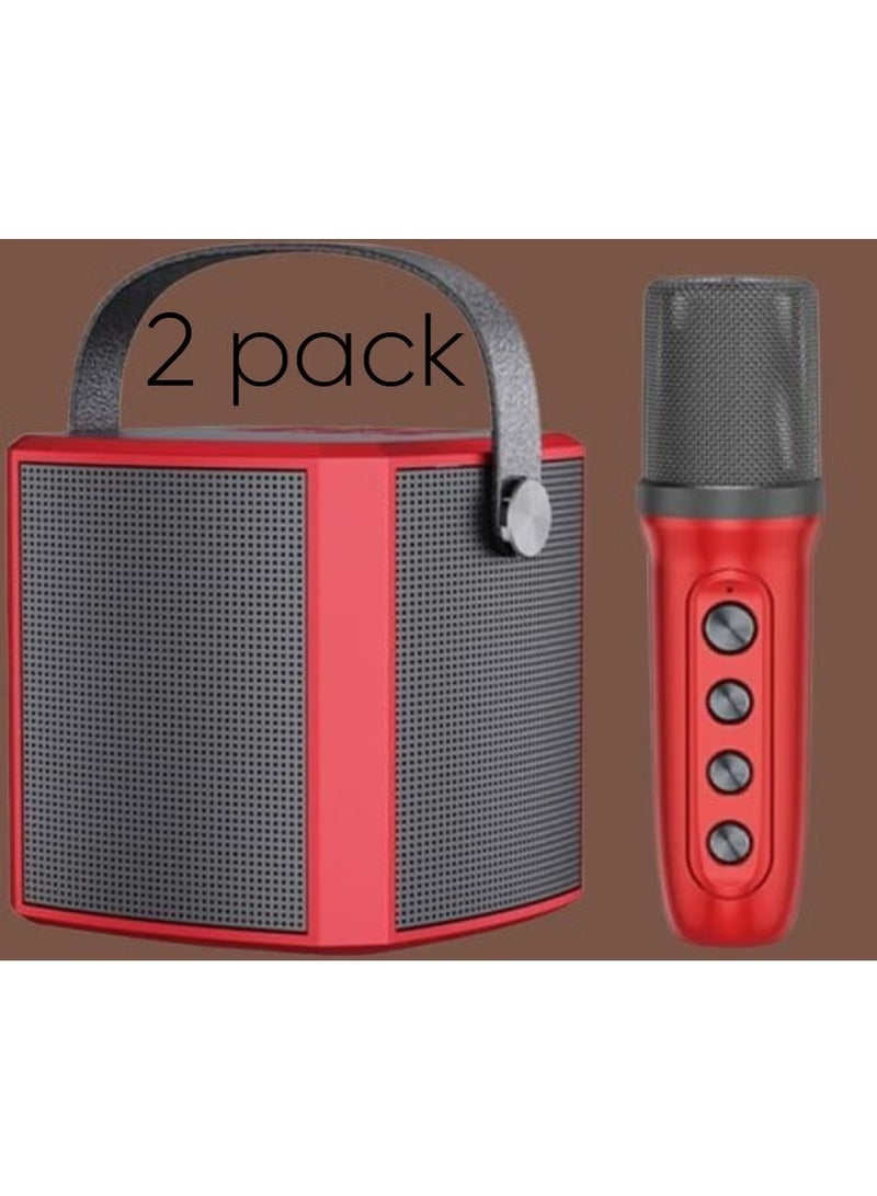 ELTRAZONE 2 Pack Portable Bluetooth Karaoke Speaker with Rechargeable Wireless Microphone, Type-C Charging, Multiple Voice Modes, TF Card Support – Red, Perfect for Parties, Karaoke, and Home Entertainment - Image 1