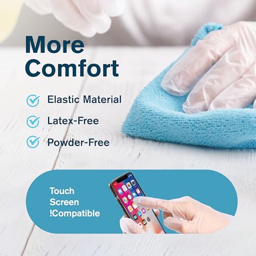 Ridex Disposable Gloves Latex-Free Clear Vinyl Gloves [100-Count] Powder-Free All-Purpose Gloves, Dispenser Box Gloves 100 Pieces - Size Medium Glove Medical - Image 3