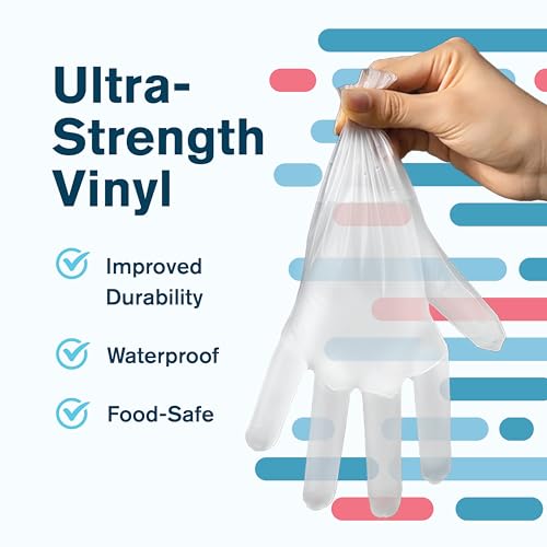 Ridex Disposable Gloves Latex-Free Clear Vinyl Gloves [100-Count] Powder-Free All-Purpose Gloves, Dispenser Box Gloves 100 Pieces - Size Medium Glove Medical - Image 5